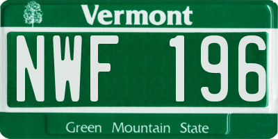 VT license plate NWF196