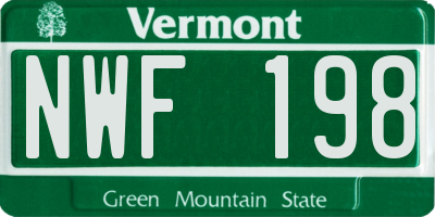 VT license plate NWF198