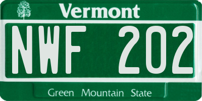 VT license plate NWF202