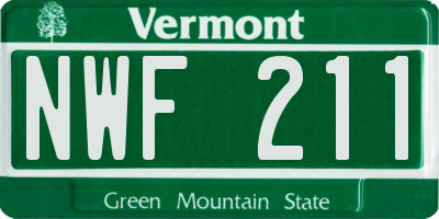 VT license plate NWF211