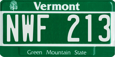 VT license plate NWF213