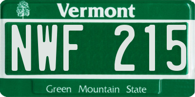 VT license plate NWF215