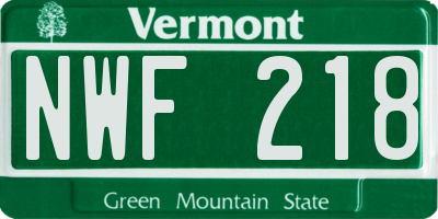 VT license plate NWF218