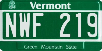 VT license plate NWF219