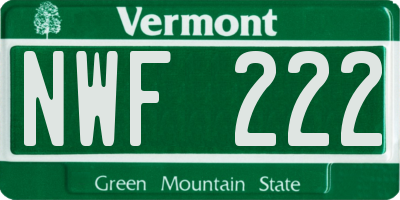 VT license plate NWF222