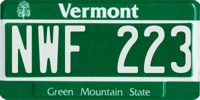 VT license plate NWF223