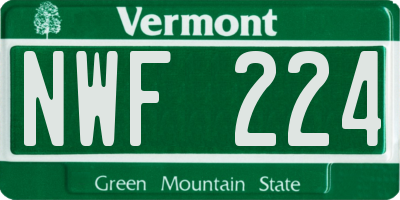 VT license plate NWF224