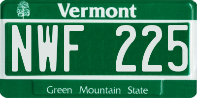 VT license plate NWF225
