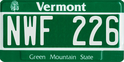 VT license plate NWF226