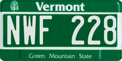 VT license plate NWF228