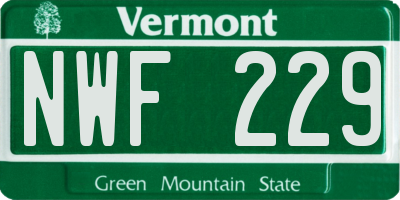 VT license plate NWF229