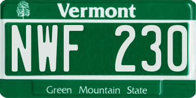 VT license plate NWF230