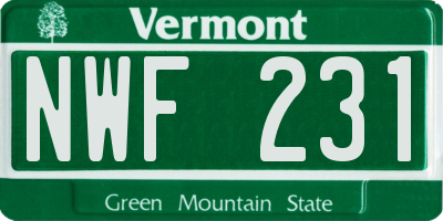 VT license plate NWF231