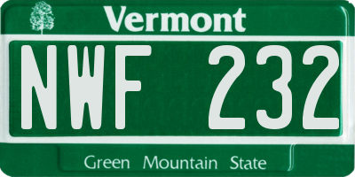 VT license plate NWF232