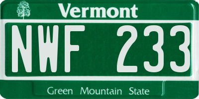 VT license plate NWF233