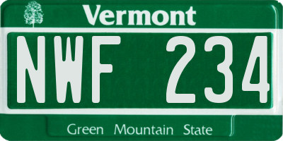 VT license plate NWF234
