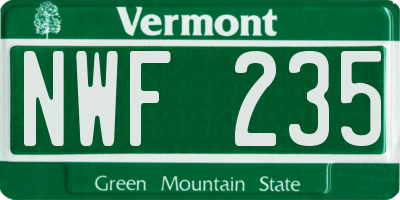 VT license plate NWF235