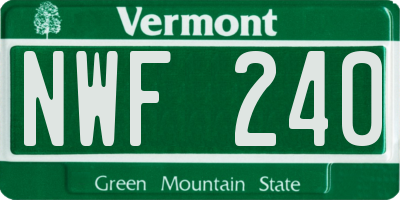 VT license plate NWF240