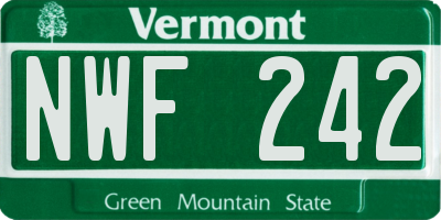 VT license plate NWF242
