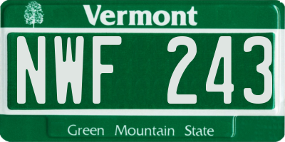 VT license plate NWF243