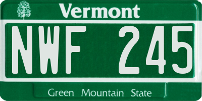 VT license plate NWF245
