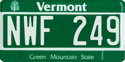 VT license plate NWF249