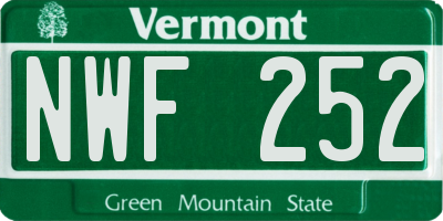 VT license plate NWF252