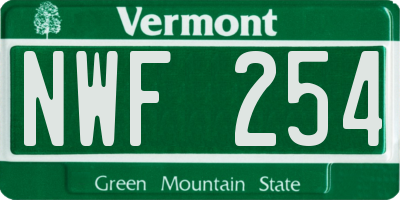 VT license plate NWF254