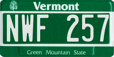 VT license plate NWF257
