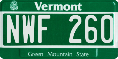 VT license plate NWF260