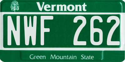 VT license plate NWF262