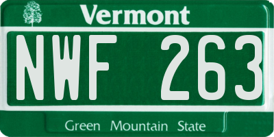 VT license plate NWF263