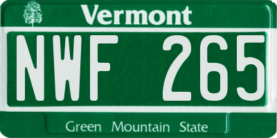 VT license plate NWF265