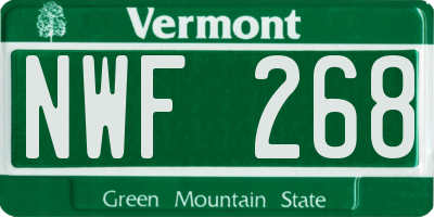 VT license plate NWF268