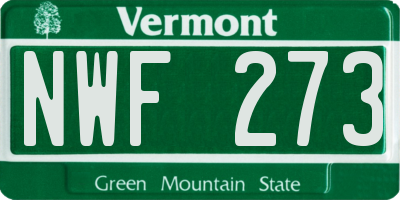 VT license plate NWF273