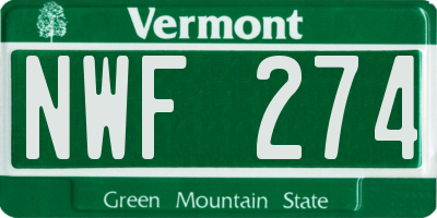 VT license plate NWF274