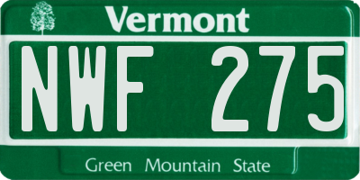 VT license plate NWF275
