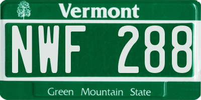 VT license plate NWF288