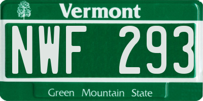 VT license plate NWF293