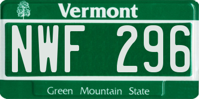 VT license plate NWF296