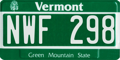 VT license plate NWF298
