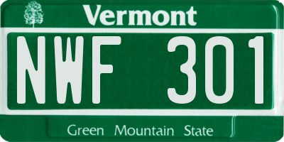 VT license plate NWF301