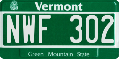 VT license plate NWF302
