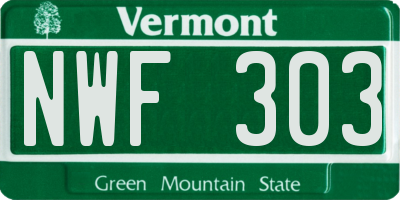 VT license plate NWF303