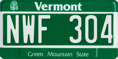 VT license plate NWF304