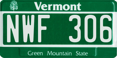 VT license plate NWF306