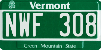 VT license plate NWF308