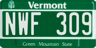 VT license plate NWF309