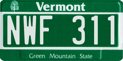 VT license plate NWF311