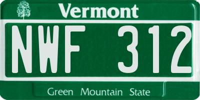 VT license plate NWF312